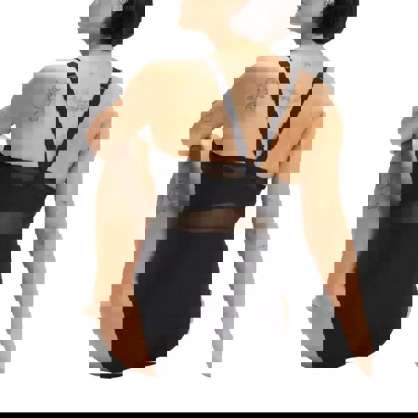 Black Speedo Shaping Luniaglow Swimsuit with mesh bodysuit