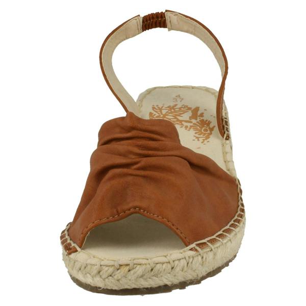 Ladies Flowers Wedge Heel Slingback Ruched Vamp Sandals