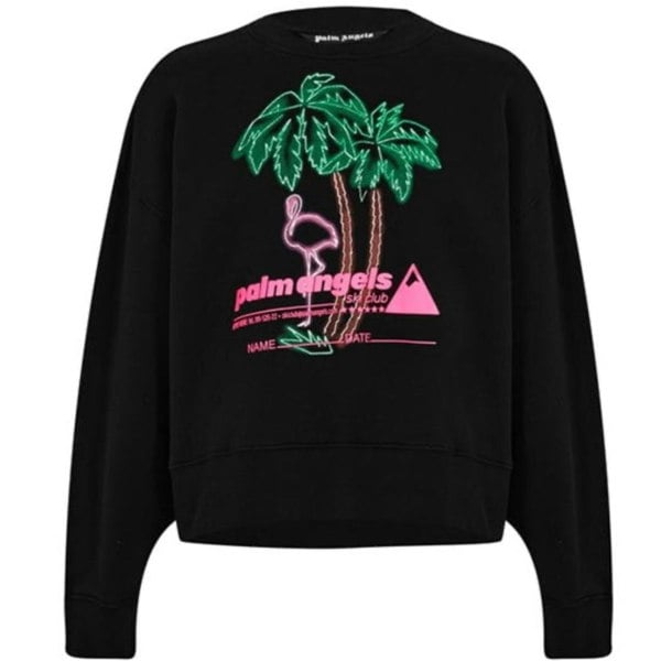 Palm Angels Ski Club Logo Crew Neck Jumper - Black