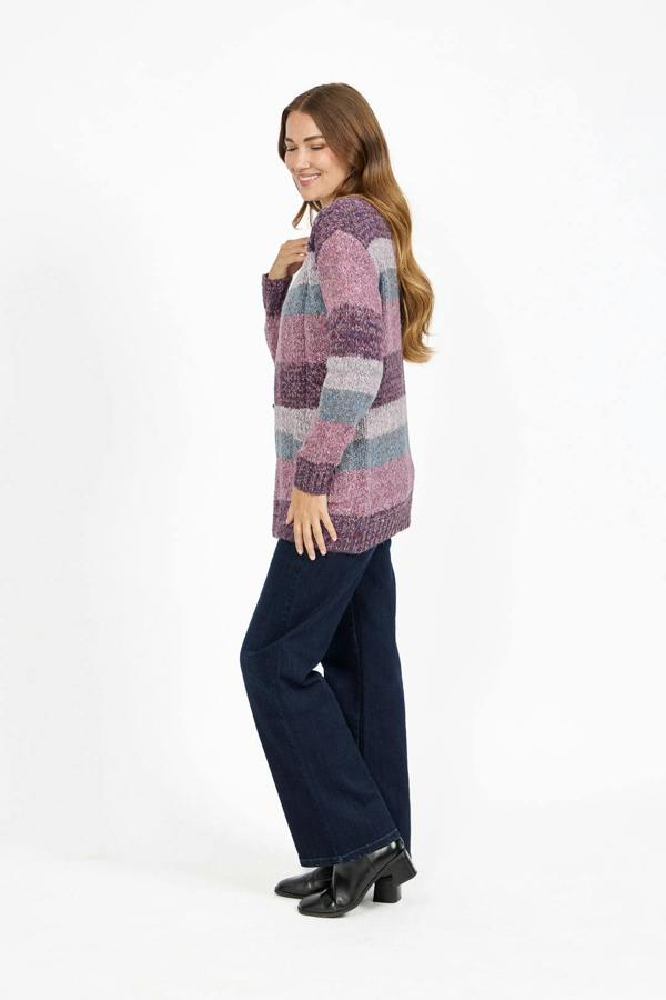 Mudflower Cable-Knit Stripe Cardigan