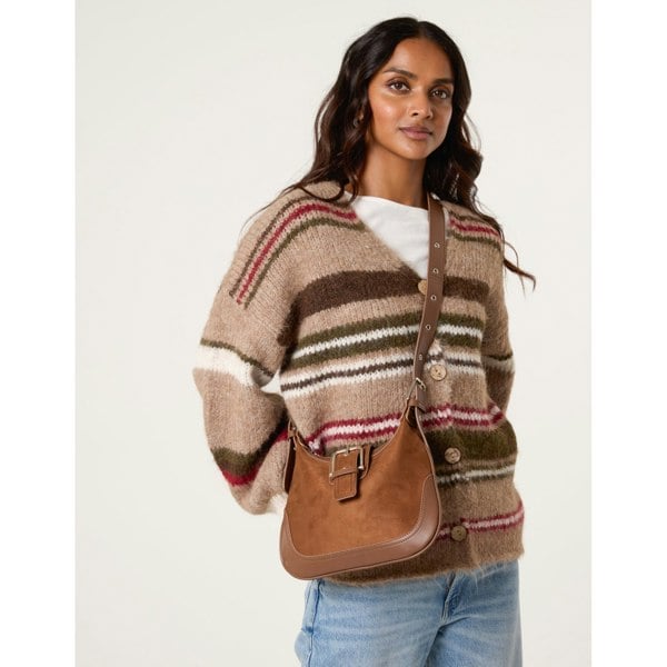 Blue Vanilla Multi Stripe Knit Cardigan