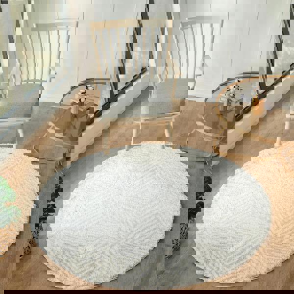 Livabliss Cloudy Shag-Geometric Beige Grey Soft Plush Pile Rug