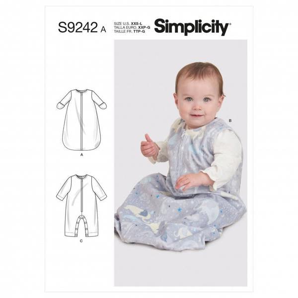 Simplicity Sewing Pattern 9242, Jumpsuits for Baby, A (XXS-XS-S-M-L) - Intermediate