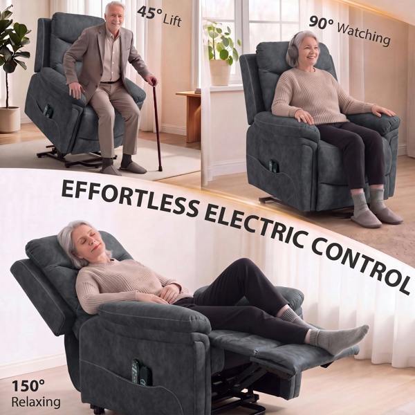 HOMCOM Riser Recliner Chair with Massage and Heat, Recliner Armchair, Grey