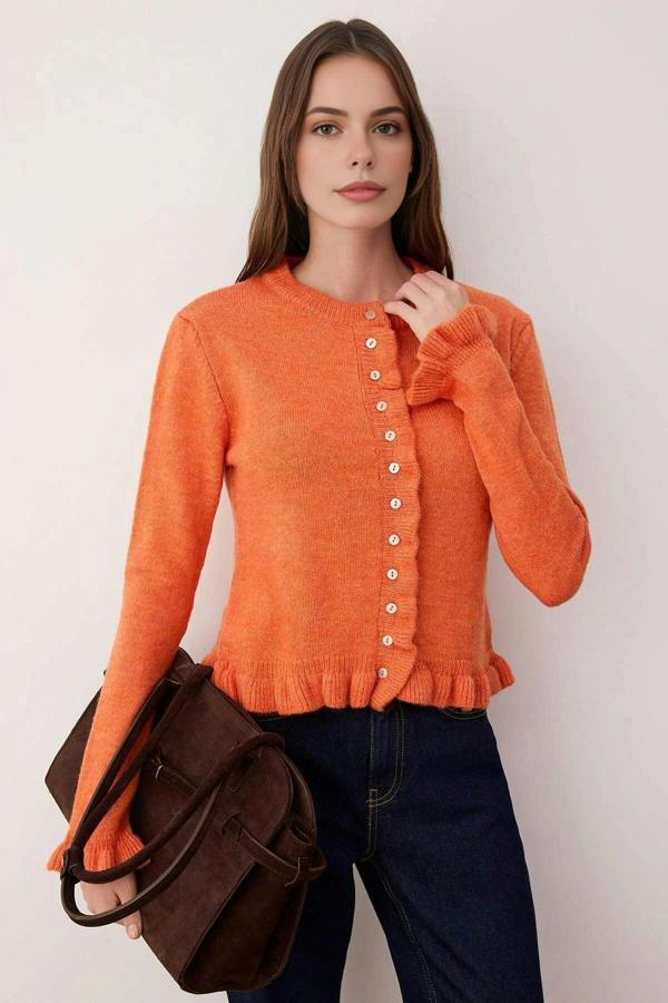 WOVCOR Soft Textured Knit Cardigan with Button Details