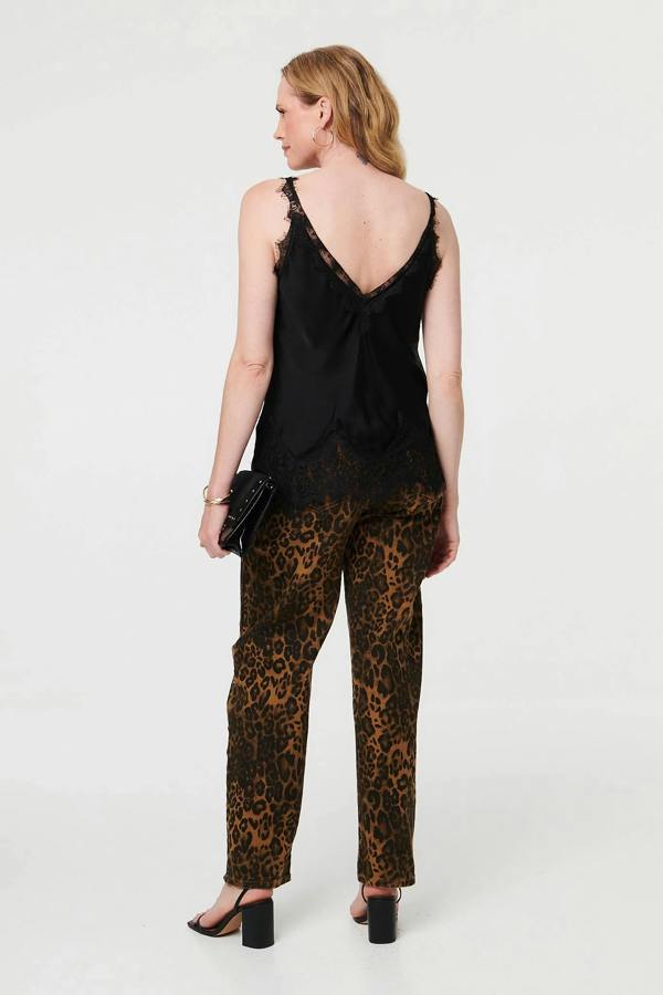 Black | Lace Trim Sleeveless Cami Vest Top
