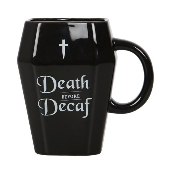 Serano Death Before Decaf Coffin Mug