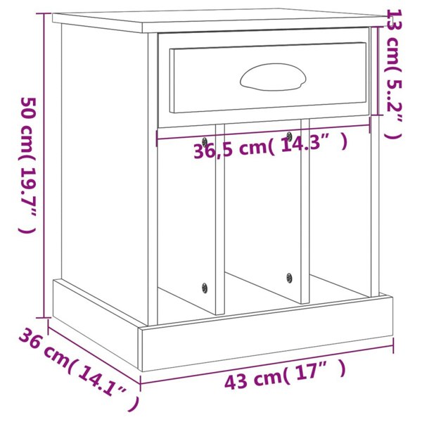 Berkfield Bedside Cabinets 2 pcs Smoked Oak 43x36x50 cm
