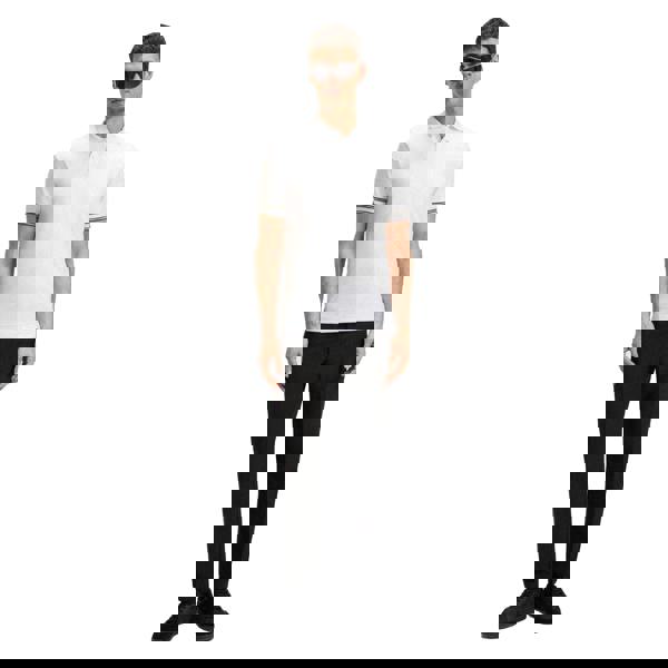 Boss Mens Zone Stripe Cuffed Slim Polo Shirt - White - 