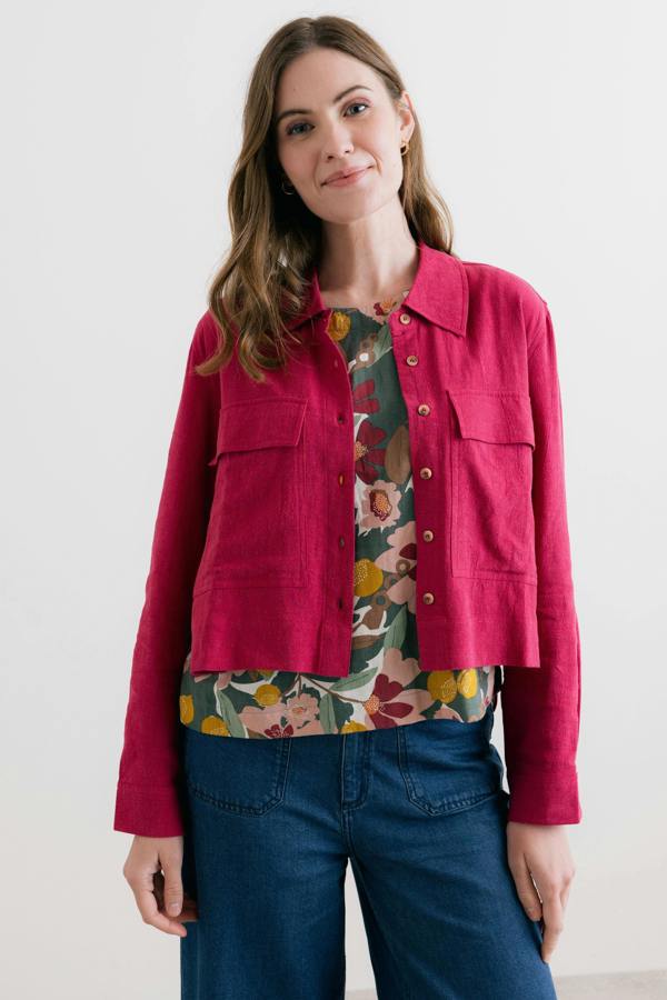 Lily & Me Grasslands Linen Blend Jacket Boysenberry
