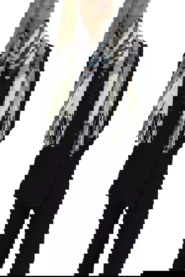 Paulo Due Wool Pashmina Shawl Oversized Plaid Wrap Scarf