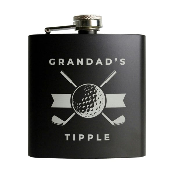 Personalised Memento Company Personalised Golf Black Hip Flask