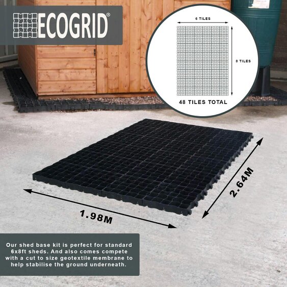 EcoGrid Shed Base Kits - Garden Shed Base with Weed Membrane - 6ft x 8ft