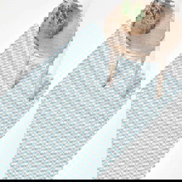 HOMESCAPES Cotton Hand Woven Gingham Check Rug