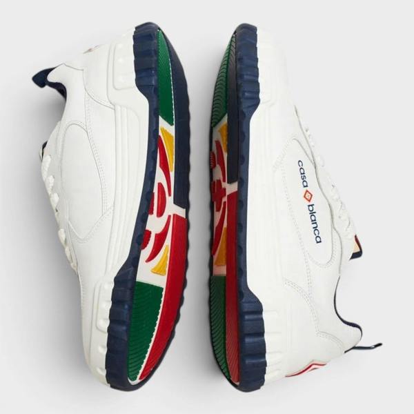 Casablanca Logo Leather Court Sneaker Navy White
