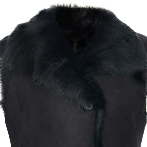 Infinity Leather Women's Black Toscana Sheepskin Buttoned Gilet-Manama
