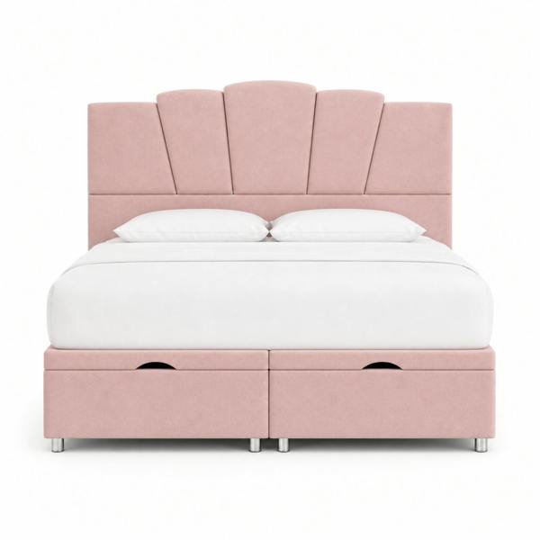 Great British Beds John Art Deco Divan Ottoman Bed - Pink Plush