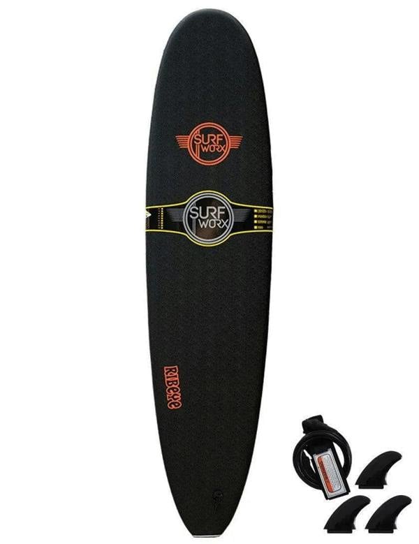 Surfworx Ribeye Mini Mal soft surfboard 8ft 0 - Black 8'0 Foot