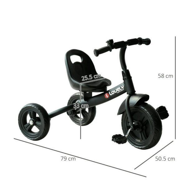 HOMCOM Toddler Three Wheel Plastic Trikes Black