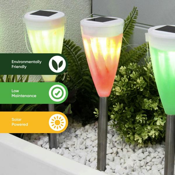 Gardenwize Pack of 4 Colour Changing Solar Stake Lights – Multi-Colour LED Garden Lights