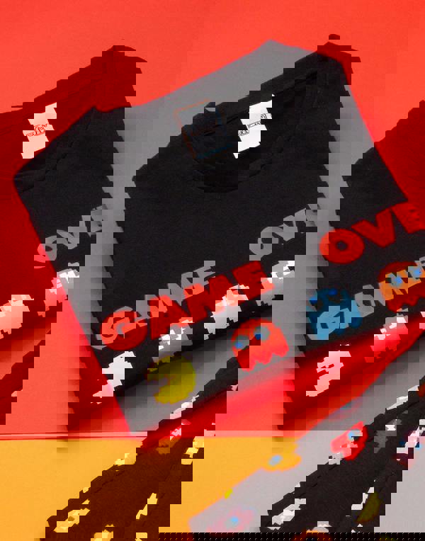 Pacman Mens Black Game Over Short Sleeve Long Leg Pyjama Set