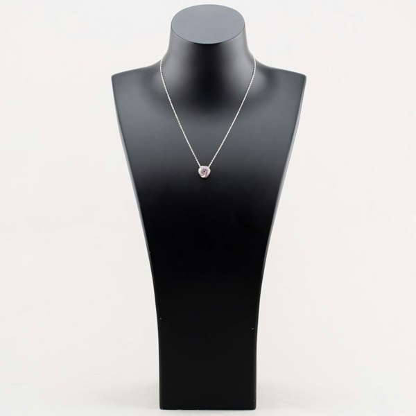T. H. Baker Silver Rhodium Plated Pink & Purple Pave Cubic Zirconia Knot Necklace 8.14.8000