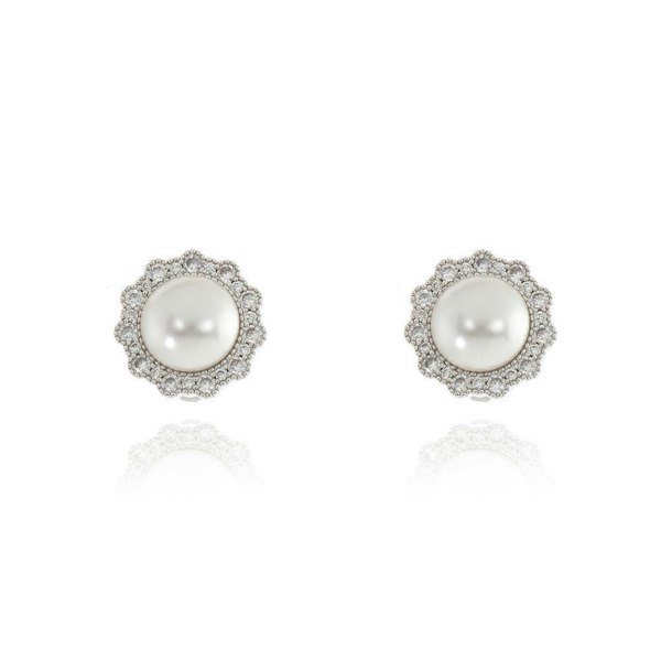 Cachet London Florantine Pearl Silver Clip on Earrings