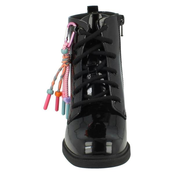 Clarks Girls Clarks Square Toe Patent Military Style Boots Oaklyn Charm