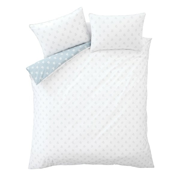Bianca Esme Floral 200 Thread Count Cotton Reversible Duvet Cover Set White / Blue