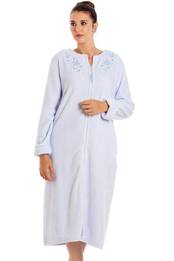 Camille Womens Luxury Soft Fleece Pink Housecoat - BLUE