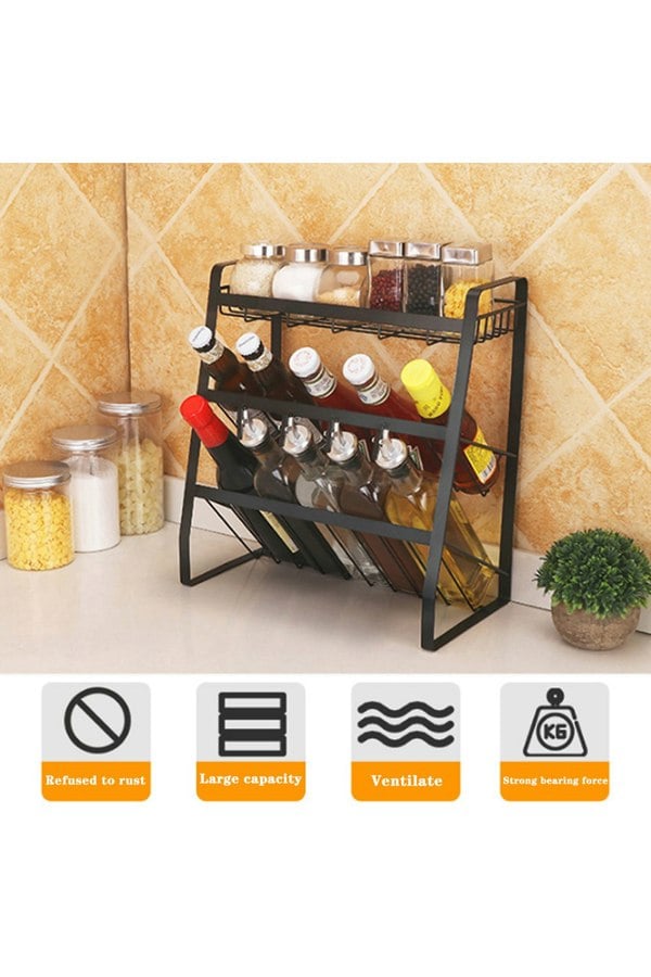 Living and Home Kitchen Freestanding 3 Tier Spice Rack Kitchen Utensils Storage Rack