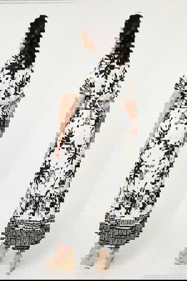 White | Curve Tropical Empire Waist Maxi Dress