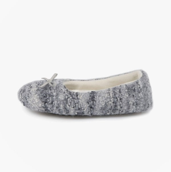 Totes Toasties KNITTED Ballet Slippers Womens Blue