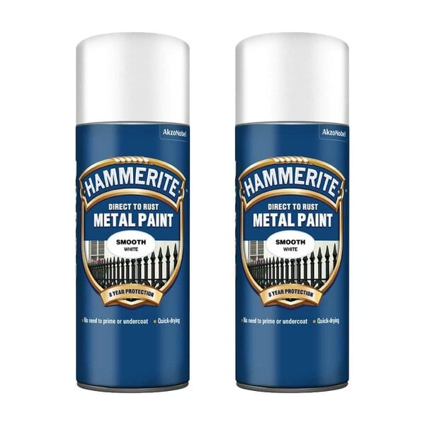 Hammerite 2X Hammerite Smooth White Spray Paint 400ml