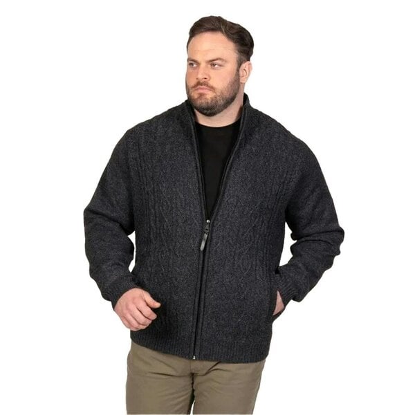 Duke Mens Eamon D555 Cable Knit Kingsize Jacket - Charcoal Marl