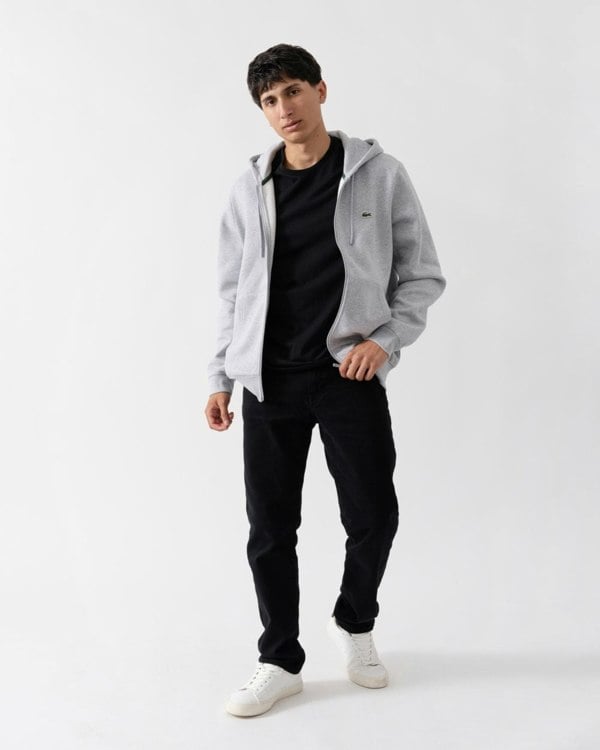 Lacoste Mens Fleece Full-Zip Hoodie - Silver Chine CCA