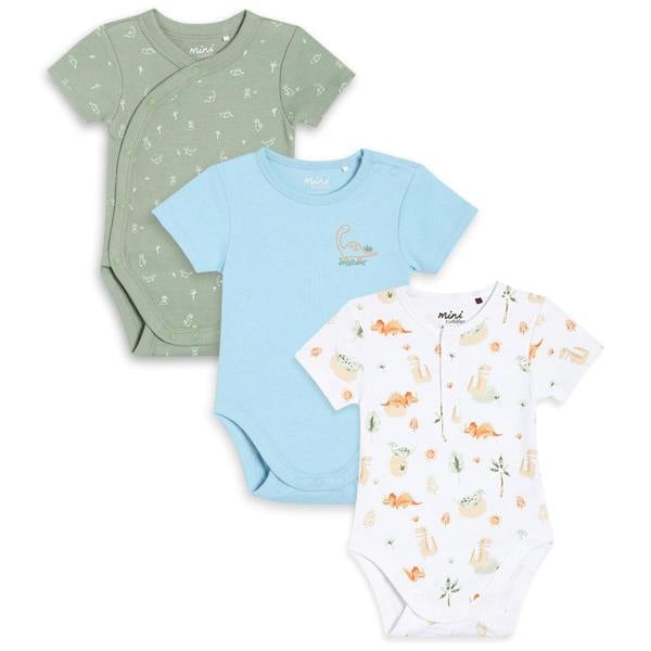 Mini Cuddles Baby Boys 3pk Dinosaur Print Bodysuits, Multicolour