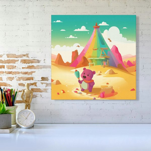 Warren Reed Purple Bear On A Beach Holiday Canvas