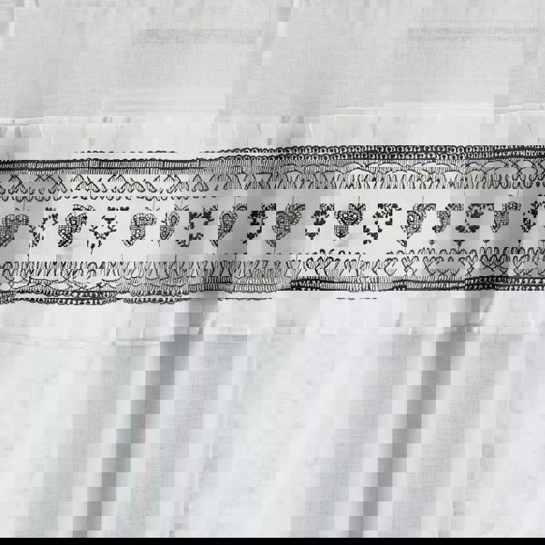 Tyrone Textiles Lucy Embroidered Heart Kitchen Window Set Curtain Pair with Frill Edging and Matching Tie Backs