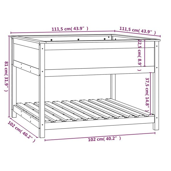 Berkfield Planter with Shelf Honey Brown 111.5x111.5x81 cm Solid Wood Pine