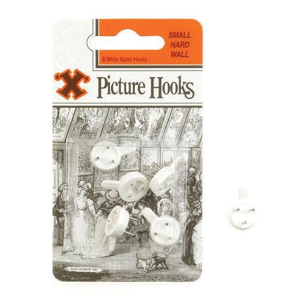 X Hard Wall Hooks Small White Nylon 5pk - One Colour - 