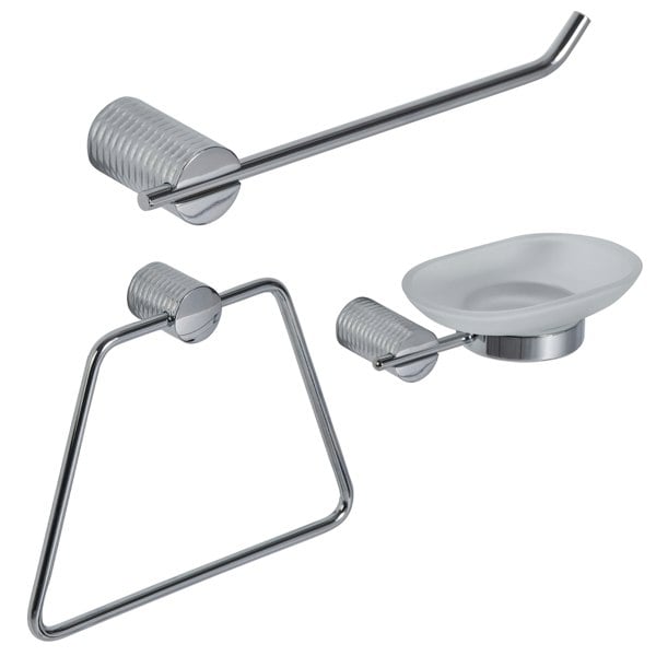 Showerdrape Vitality Chrome Stainless Steel Wall Mounted 3 Piece Bathroom Accessory Set