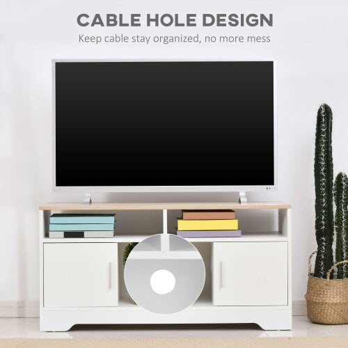 Wyld Haus Tadori 105cm Vile Wooden White Modern TV Console 2 Doors and Open Shelves