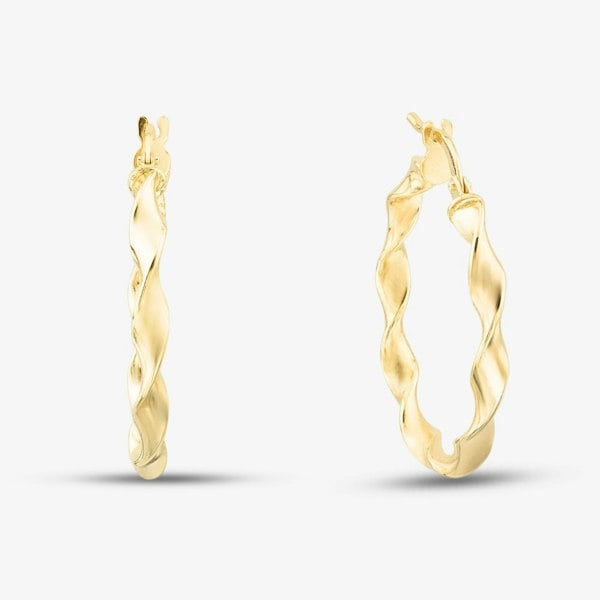 T. H. Baker 9ct Yellow Gold 22.5mm Twisted Hoop Earrings 1.51.2259