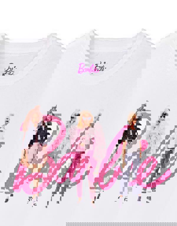 Barbie Womens White Dolls In Logo Short Sleeved T-Shirt