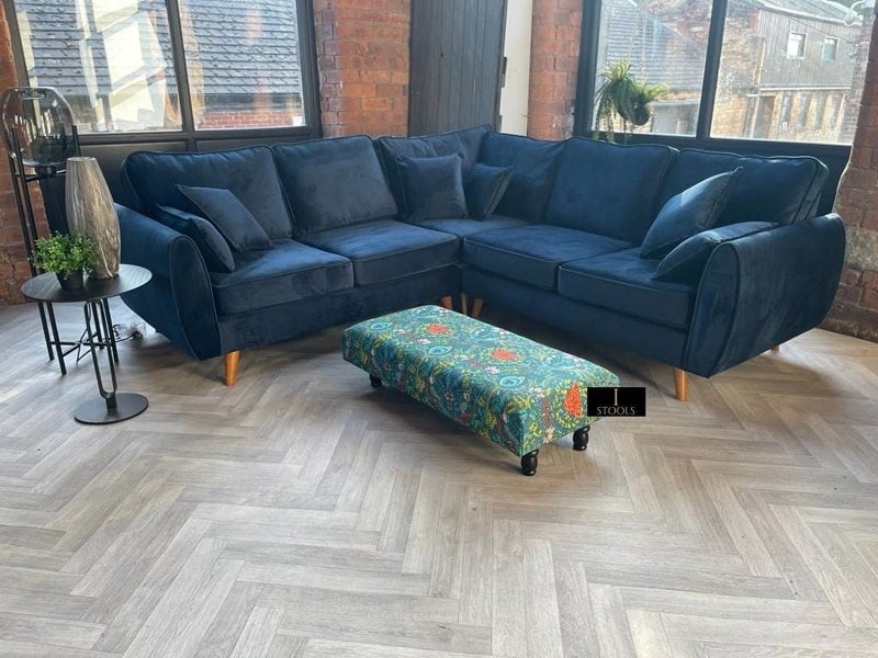 Made to order | Green Printed Fabric Multicolour Footstool Bench - ISTOOLS