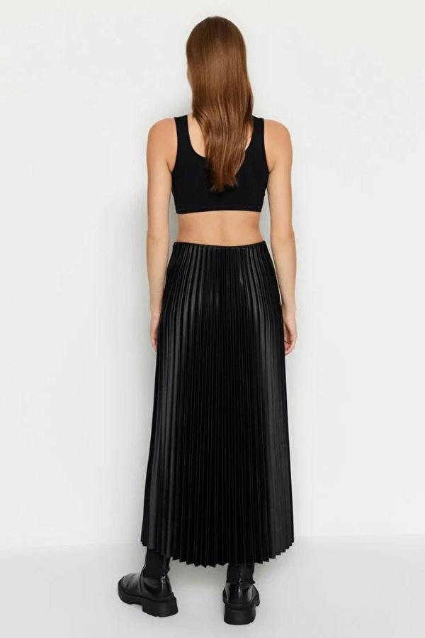 WOVCOR Pleated Maxi Stretch Knit Skirt