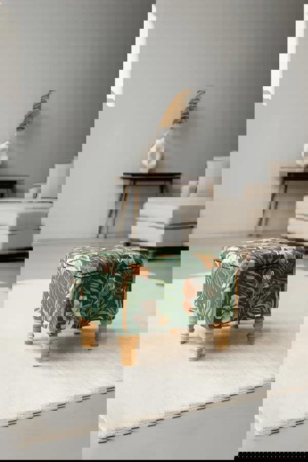 Green Floral Soft Vevet coffee table Ottoman Storage | premium Patterned Footstool Pouffe| - ISTOOLS