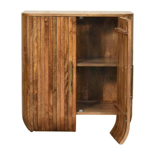 Artisan Furniture Solid Mango Wood Fluted Curve Cabinet