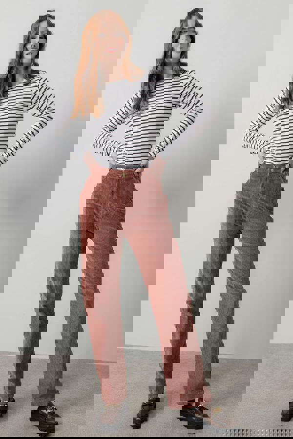 Lily & Me Strachan Stretch Cord Wide Leg Trouser Antique Rose